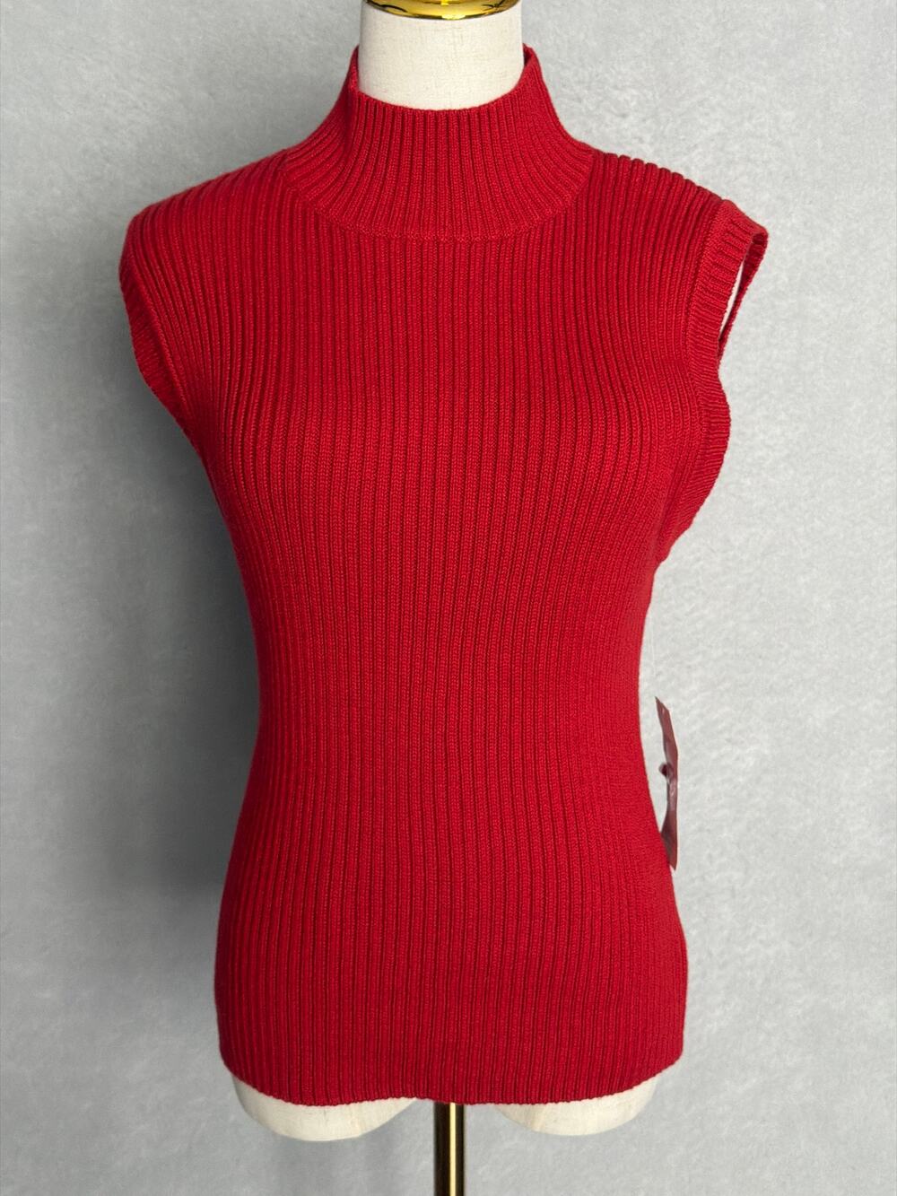 Karen Kane Ribbed Knit Sweater Sleeveless Turtleneck Women's Medium NEW